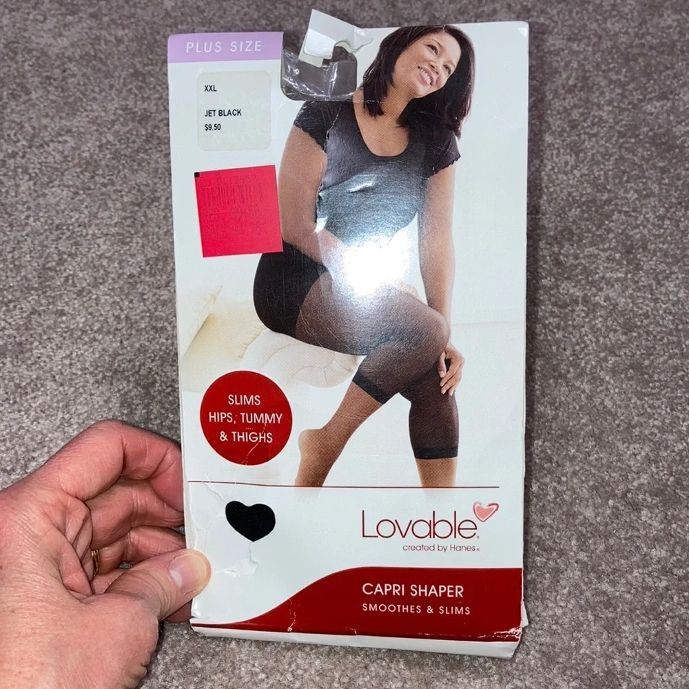 NWT xxl lovable Hanes Capri shaper jet black